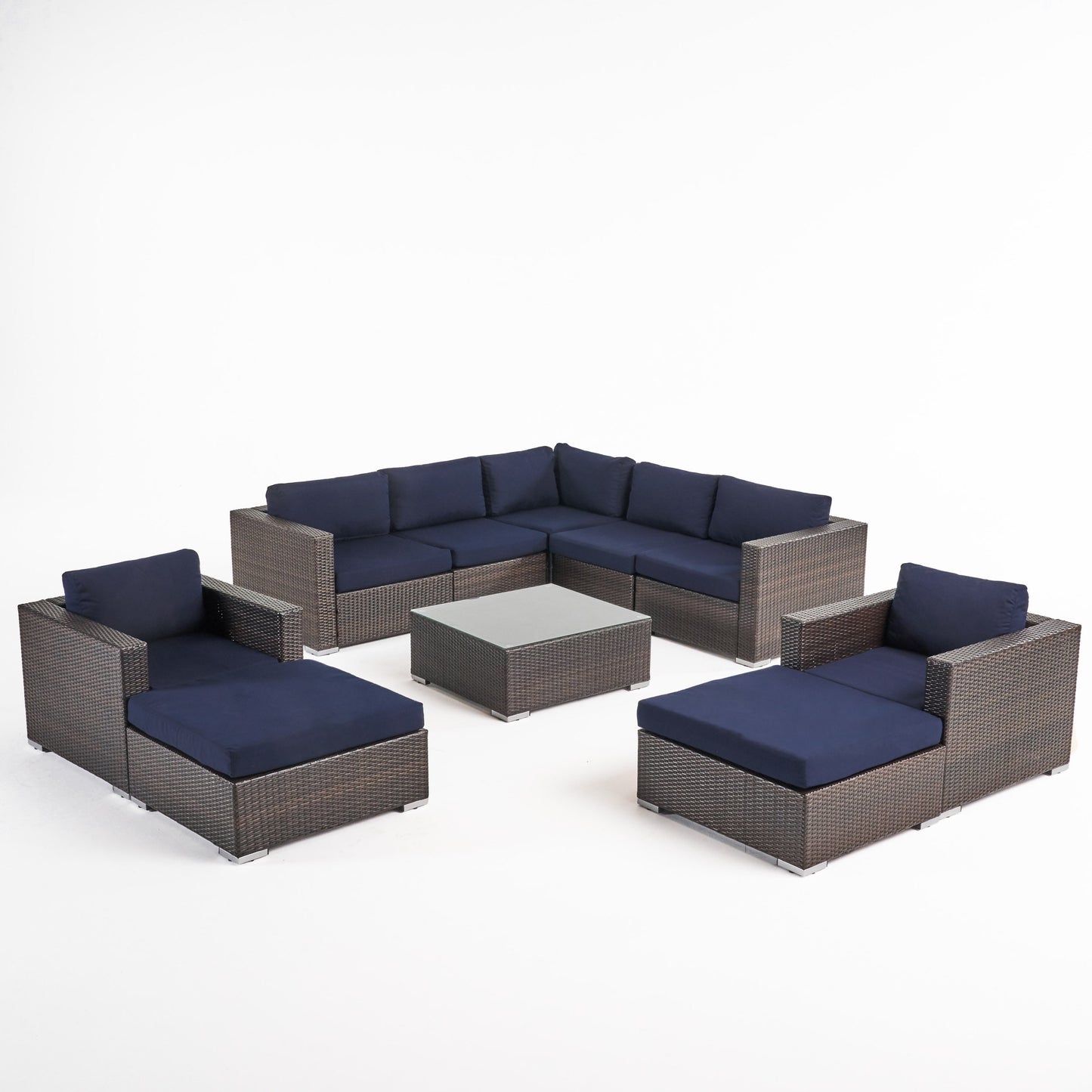 Kyra Outdoor 7 Seater Wicker Sectional Sofa Set with Sunbrella Cushions