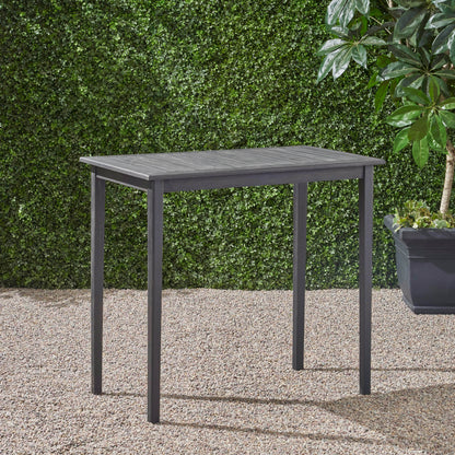 Teresa Outdoor Minimalist Acacia Wood Rectangle Bar Table