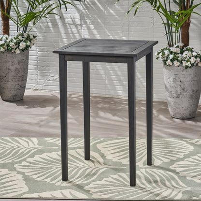 Teresa Outdoor Minimalist Acacia Wood Square Bar Table
