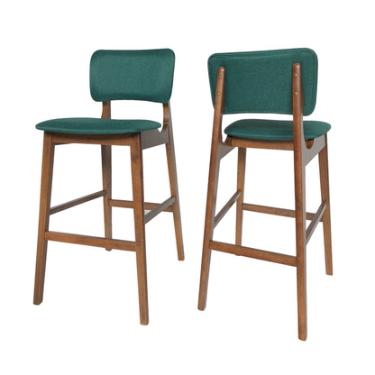Luella 42" Wooden Bar Chair with Fabric Seats (Set of 2)
