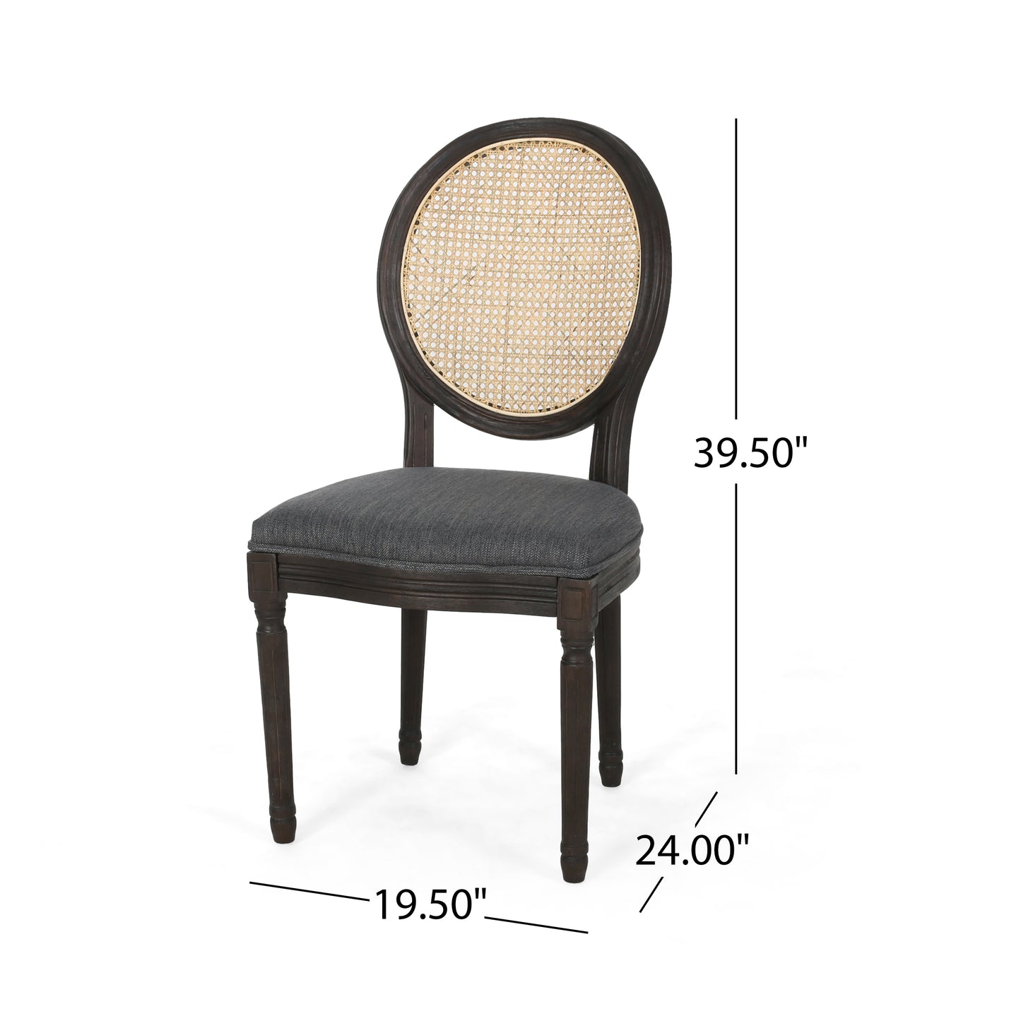 Laney French Style Oval Cane Back Dining Chairs (Set of 2)