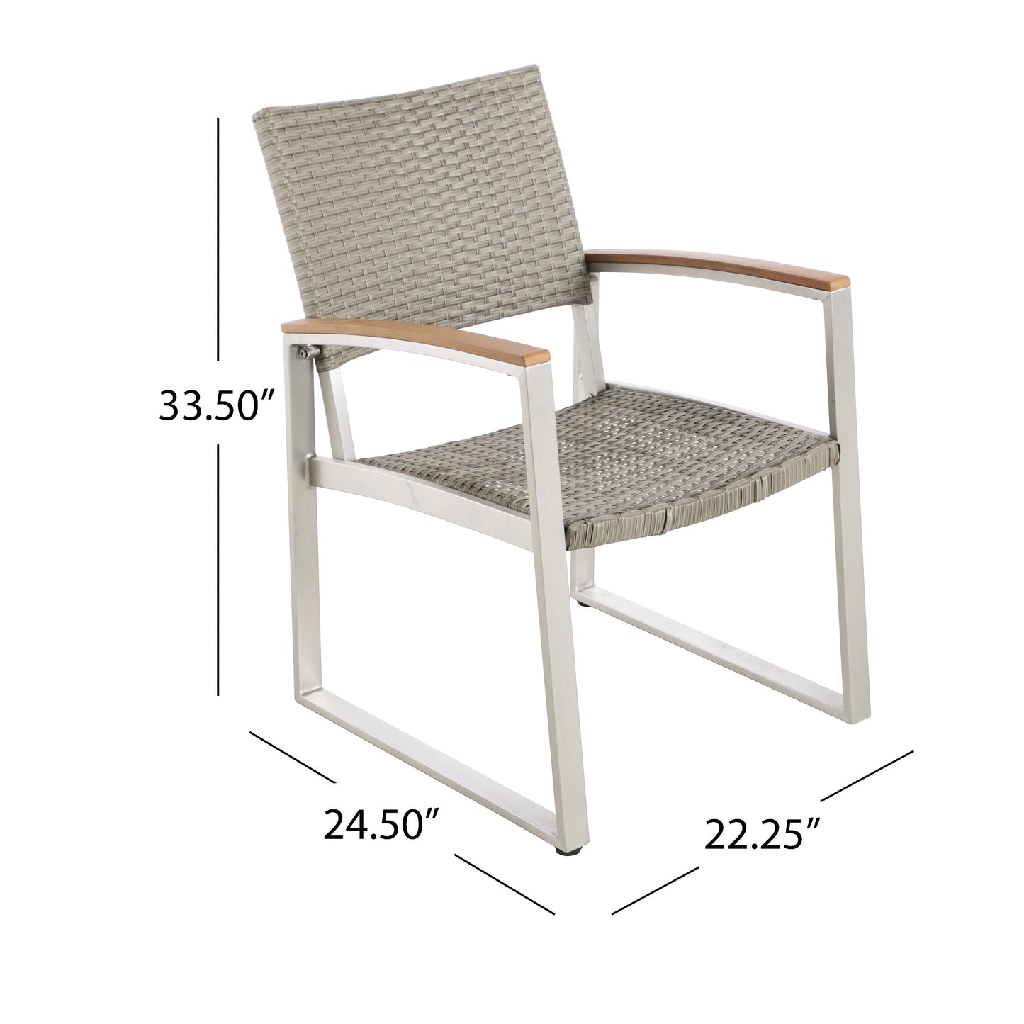 Eunice Outdoor 2 Seater Aluminum and Wicker Chat Set