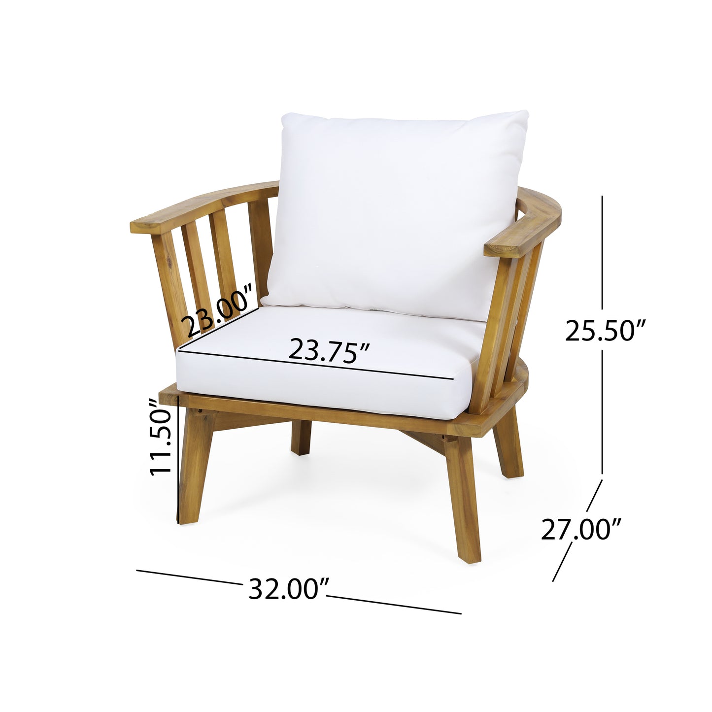 Heloise Outdoor Acacia Wood 2 Seater Club Chairs and Side Table Set