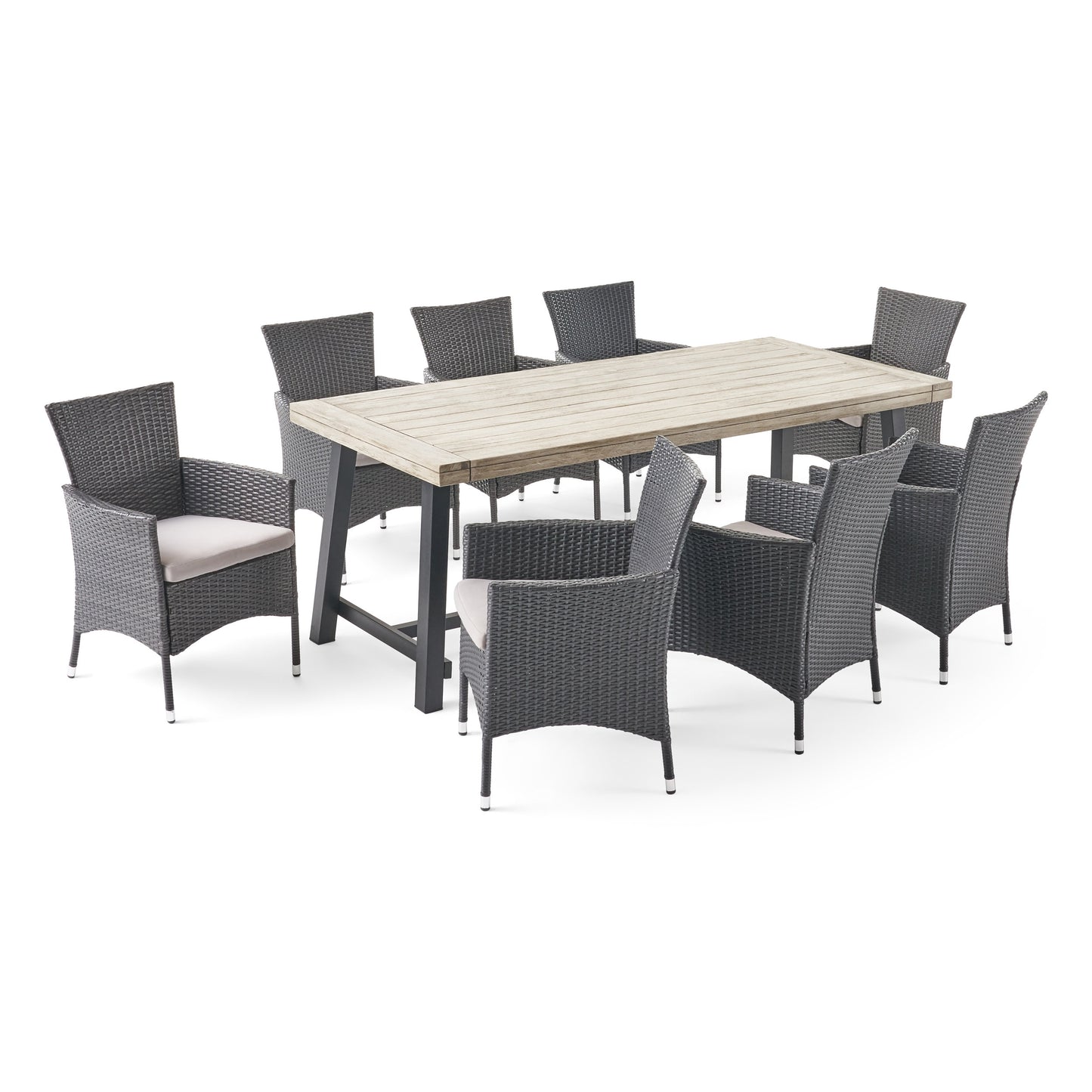 Mayson Outdoor Wood and Wicker 8 Seater Dining Set