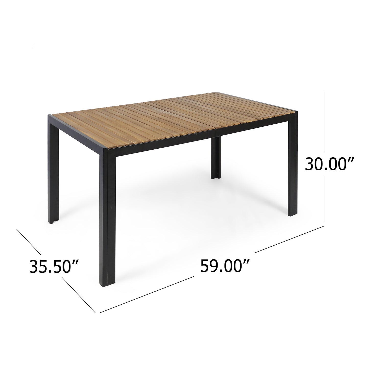 Grace Outdoor 6 Seater Acacia Wood Dining Set with an Iron Frame