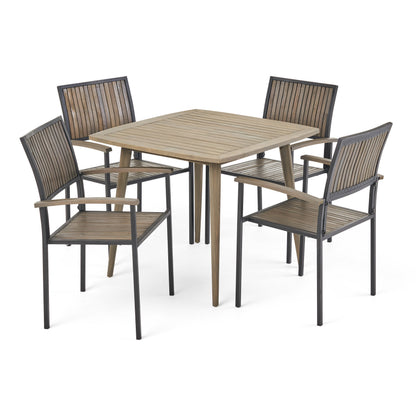 Tabitha Outdoor 4 Seater Acacia Wood Square Dining Set