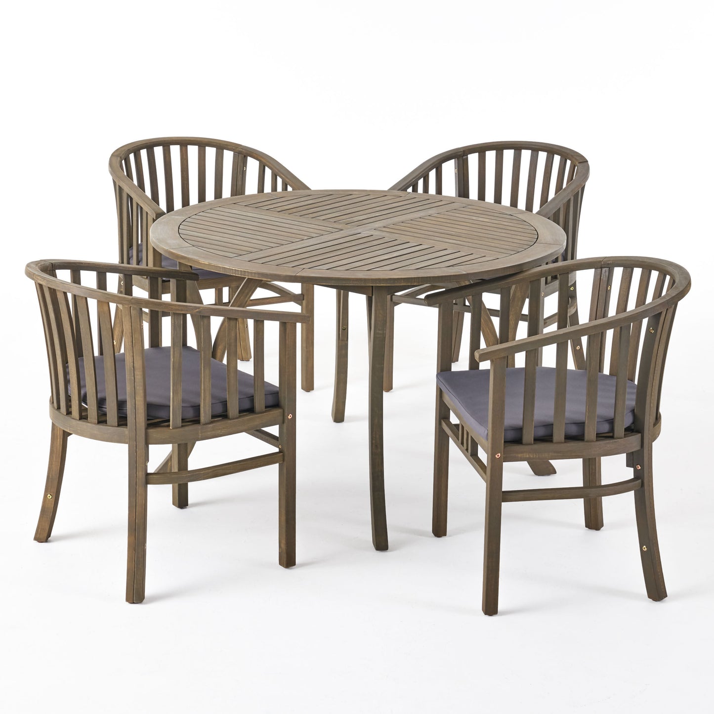 Rosin Outdoor 4 Seater Acacia Wood Circular Dining Set