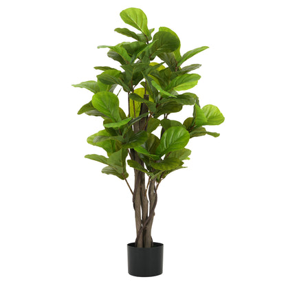 Halvard 51" Artificial Fiddle Leaf Fig Tree with Black Plastic Pot