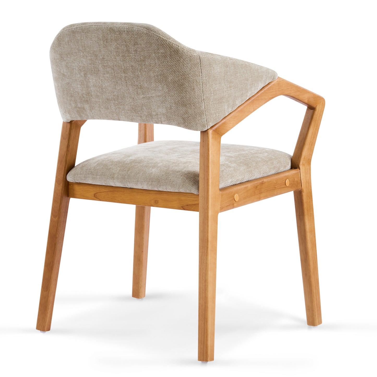 Arden Indoor Dining Chair Set of 2, Chenille Upholstered Armchairs with Bent Wood Frame, 300lbs Capacity, Ergonomic Curved Backrest