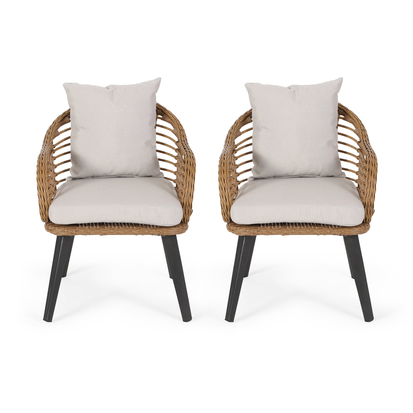 Madison Outdoor Wicker Club Chairs with Cushions (Set of 2)