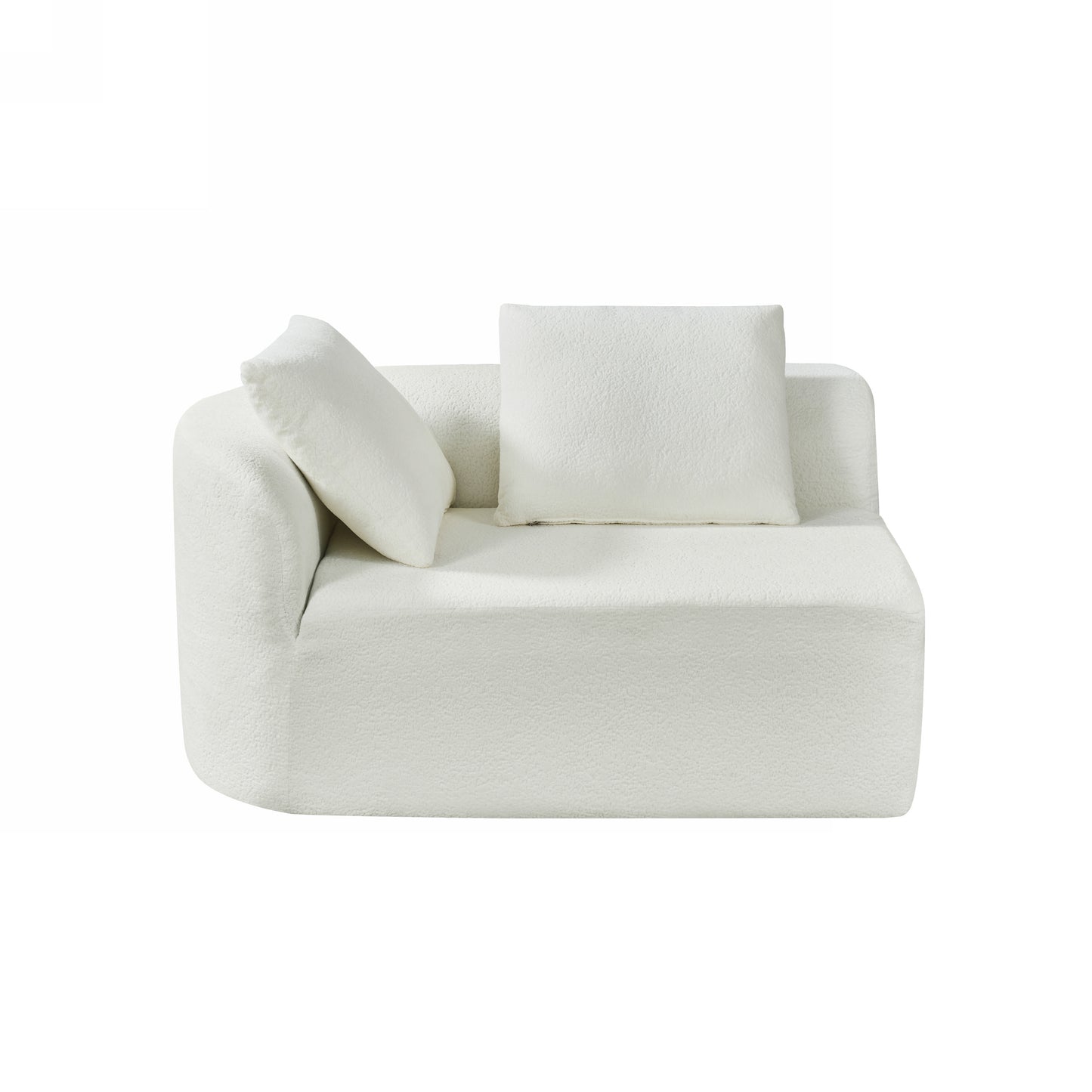 Orellar 116" Modern Curved Sectional Sofa with High-Density Fully Compressed Sponge and Chaise Lounge, Pearl Upholstery