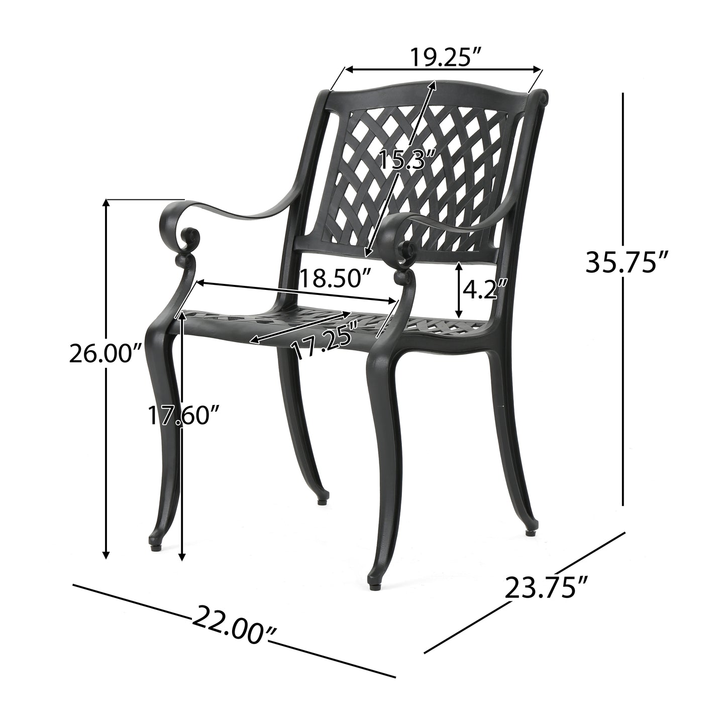 Hallandale Outdoor Dining Chair with Cushion (Set of 2)