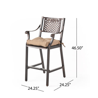 Renata Outdoor Barstool with Cushion (Set of 4)