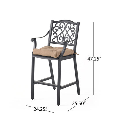 Roberta Outdoor Barstool with Cushion (Set of 2)