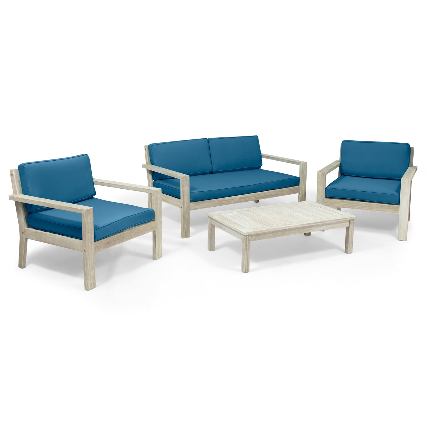 Dominic Outdoor 4 Seater Acacia Wood Chat Set with Cushions