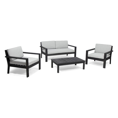 Joanne Outdoor 4 Seater Acacia Wood Chat Set with Cushions