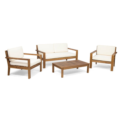 Gloria Outdoor 4 Seater Acacia Wood Chat Set with Cushions