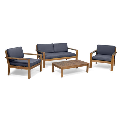 Gloria Outdoor 4 Seater Acacia Wood Chat Set with Cushions