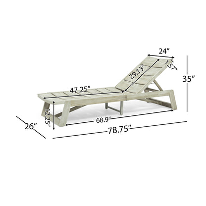 Penny Outdoor Acacia Wood Chaise 3 Piece Lounge Set