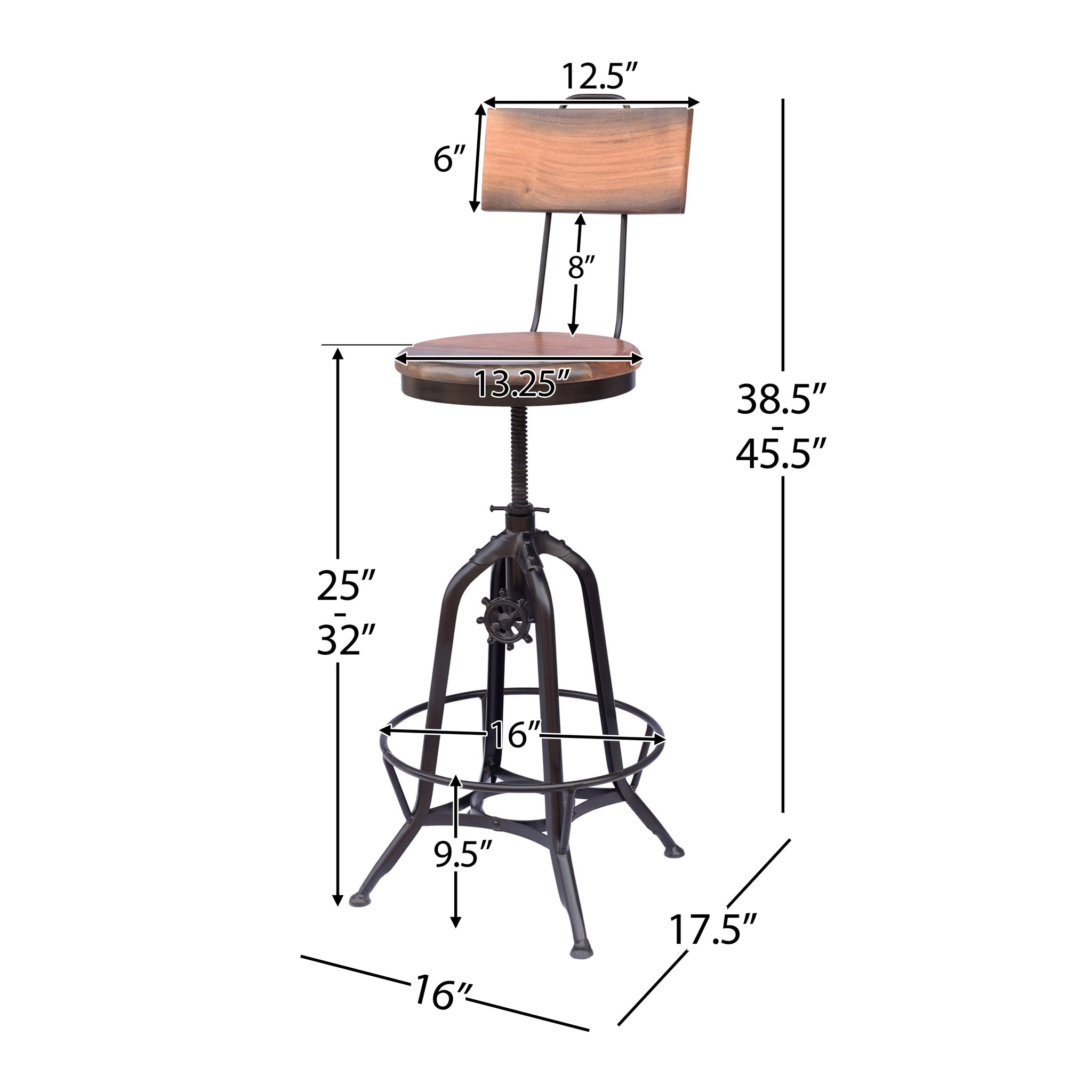 Christal Modern Industrial Acacia Wood Bar Stool – GDFStudio