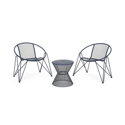 Ariella Modern Outdoor Iron Chat Set with Side Table