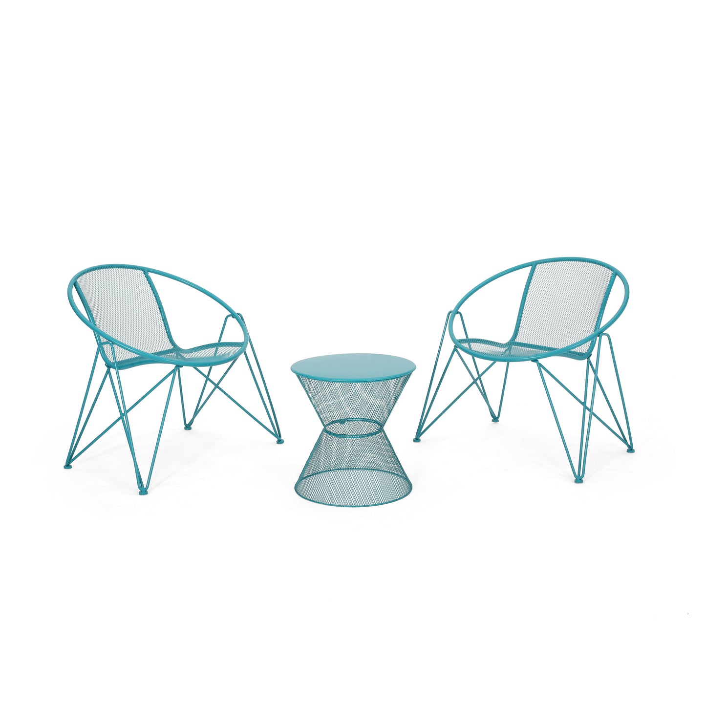 Ariella Modern Outdoor Iron Chat Set with Side Table