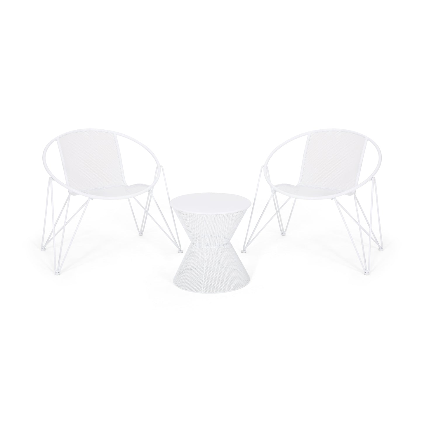 Ariella Modern Outdoor Iron Chat Set with Side Table