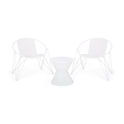 Ariella Modern Outdoor Iron Chat Set with Side Table