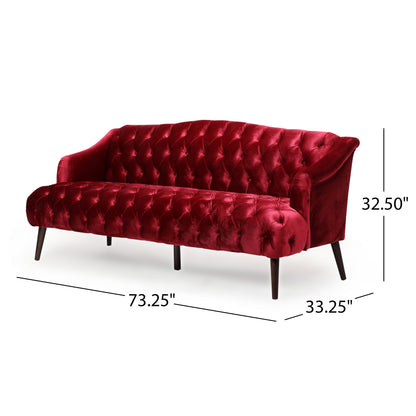 Kayleigh Modern Glam Tufted Velvet 3 Seater Sofa