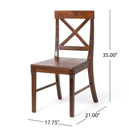 Heather Farmhouse Acacia Wood Dining Chair (Set of 2)