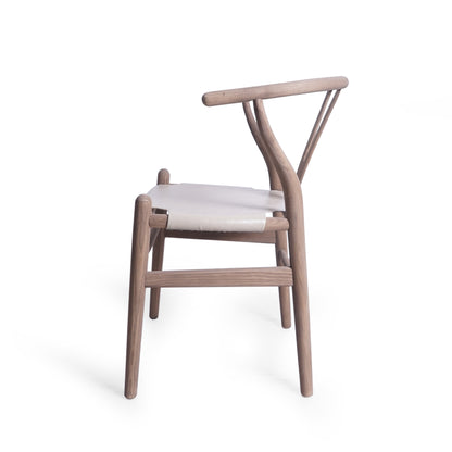 Quince Rustic Faux Leather and Elm Wood Wishbone Chair