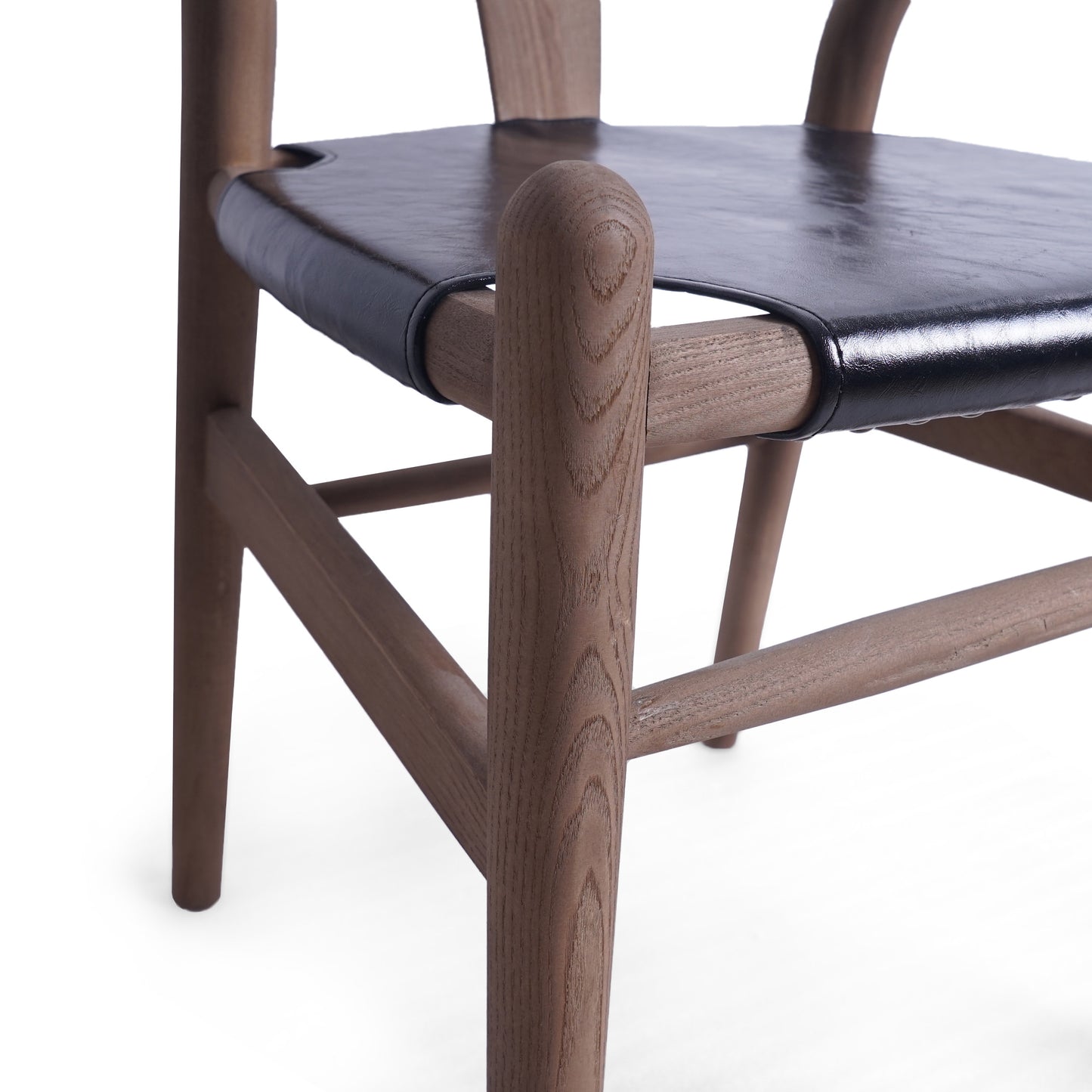Quince Rustic Faux Leather and Elm Wood Wishbone Chair