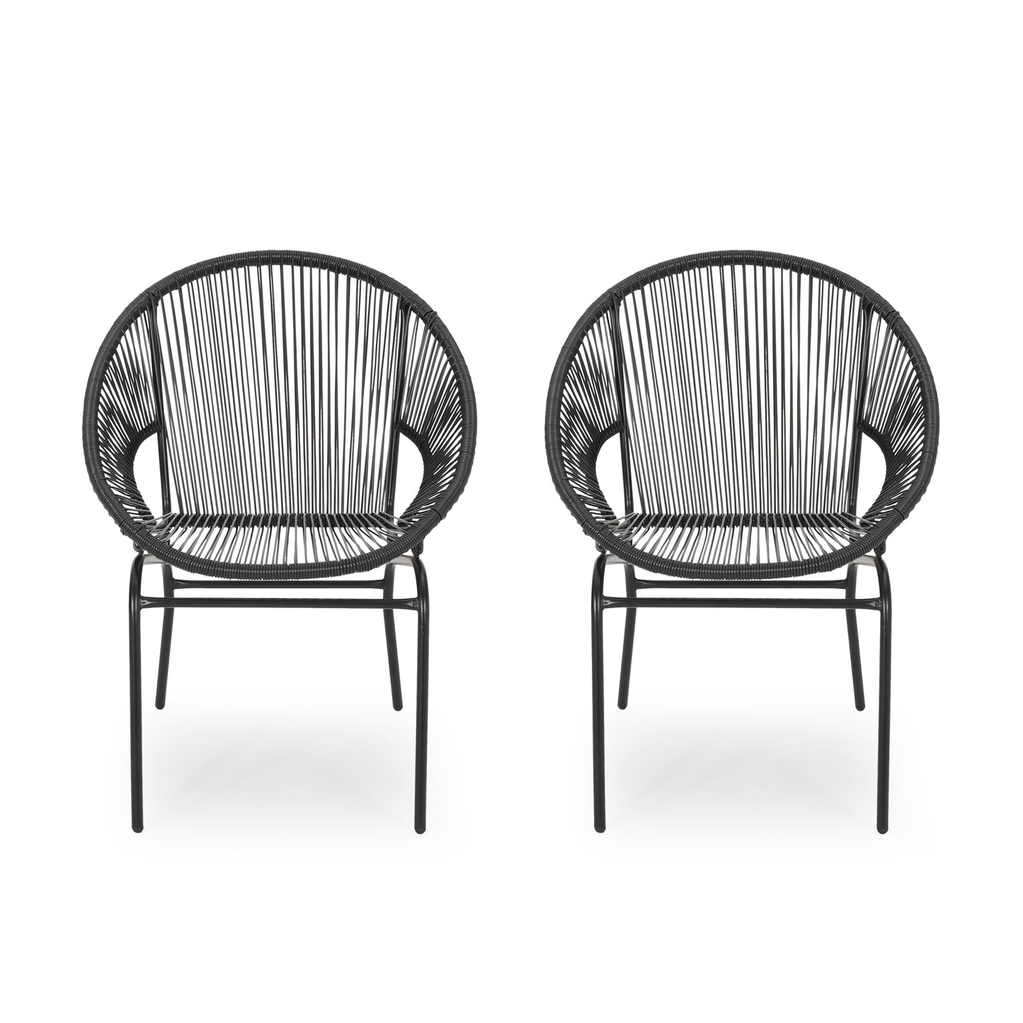 Chrissy Outdoor Modern Faux Rattan Club Chair (Set of 2)