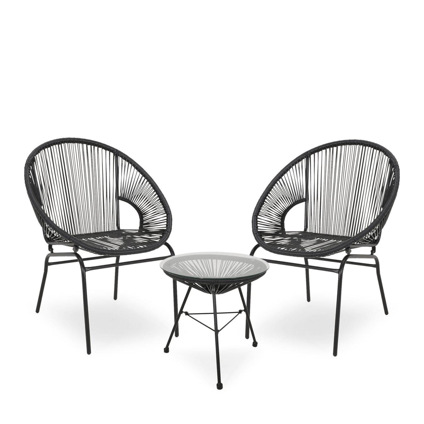 Chrissy Outdoor Modern 2 Seater Faux Rattan Chat Set