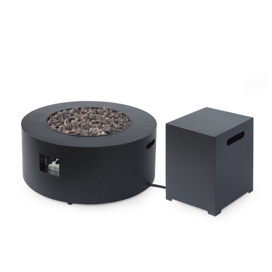 Jefferson Outdoor Round Fire Pit with Tank Holder