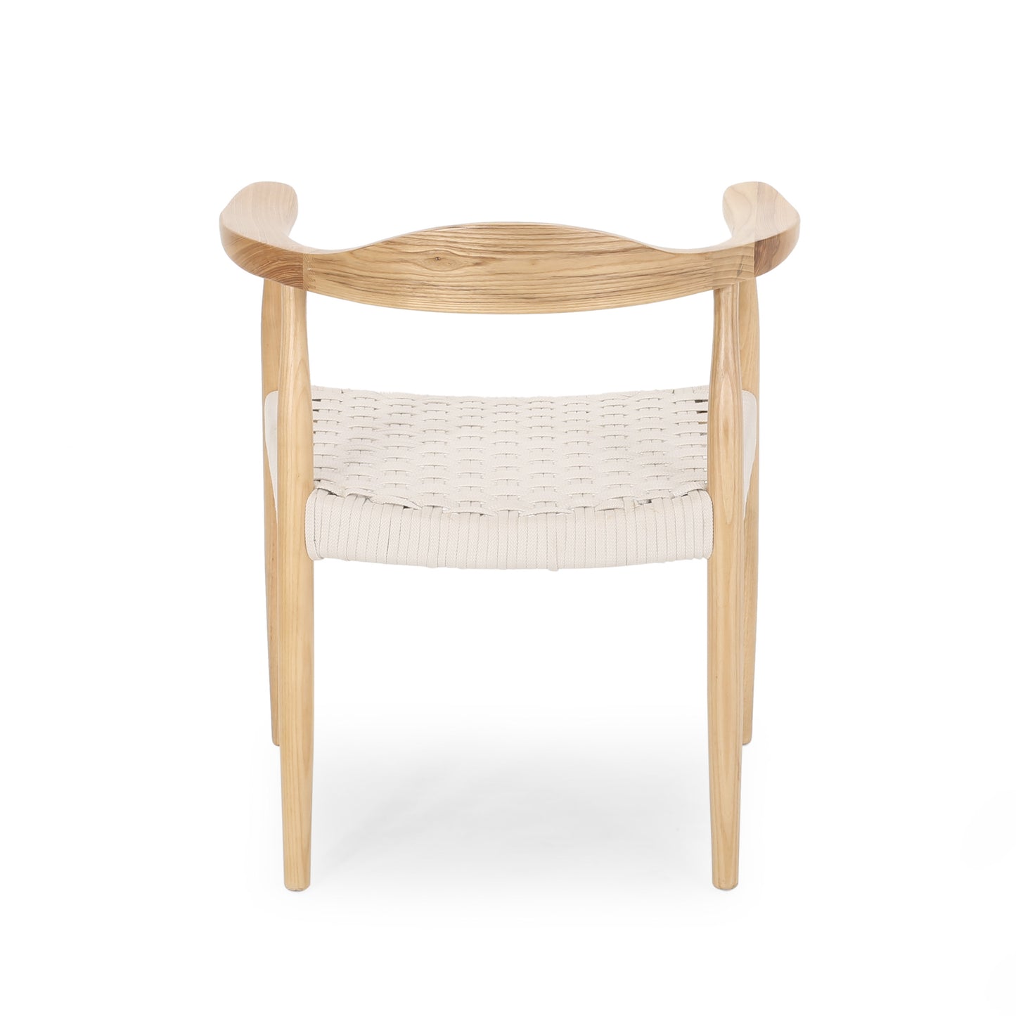 Leonela Mid-Century Modern Ash Wood Accent Chair with Olefin Rope Seat