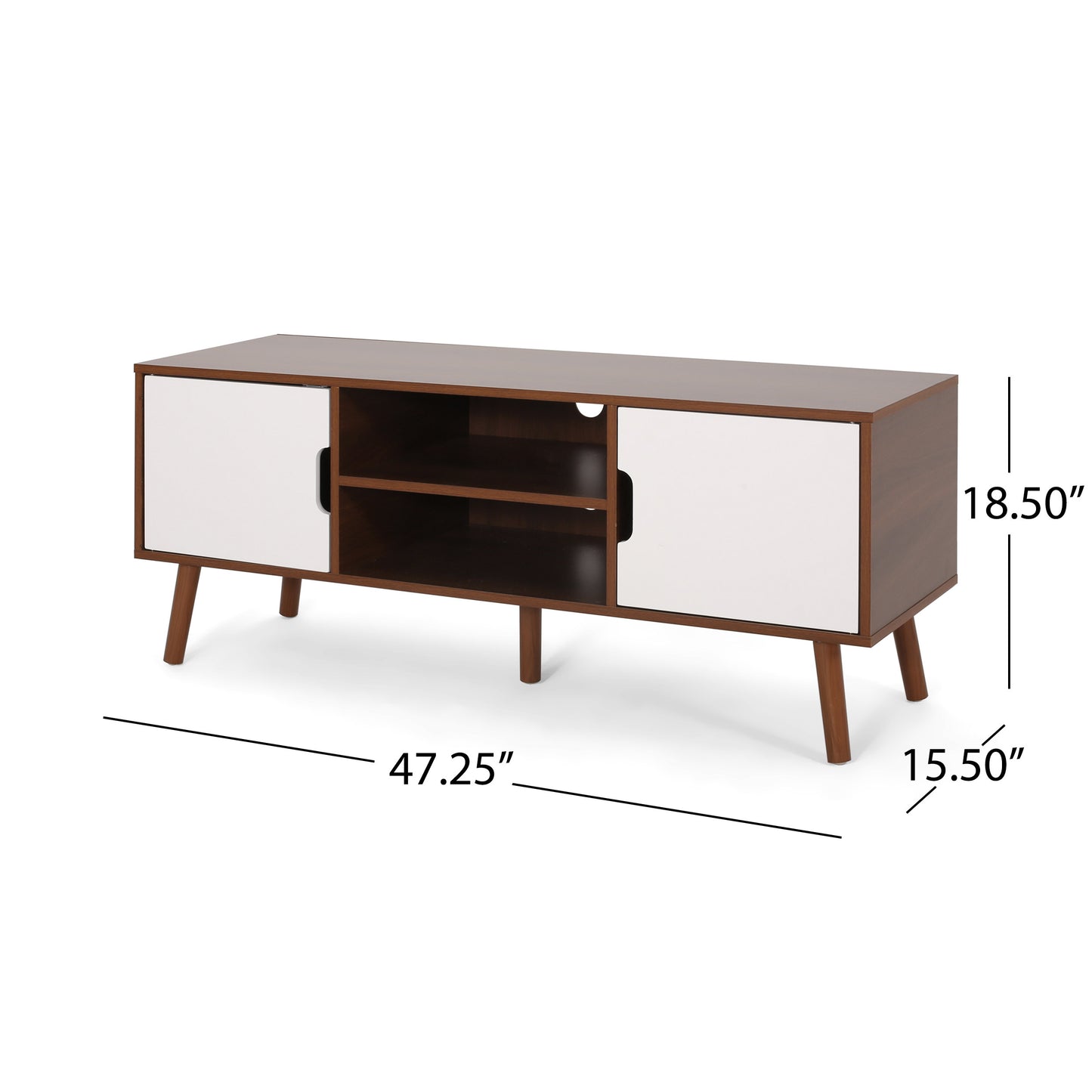 Aaditya Mid Century Modern 2 Cabinets & Shelves TV Stand