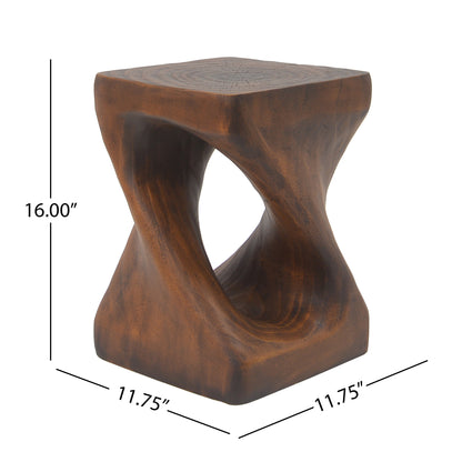 Woanar MGO Twist Shape Side Table, Wood-like texture