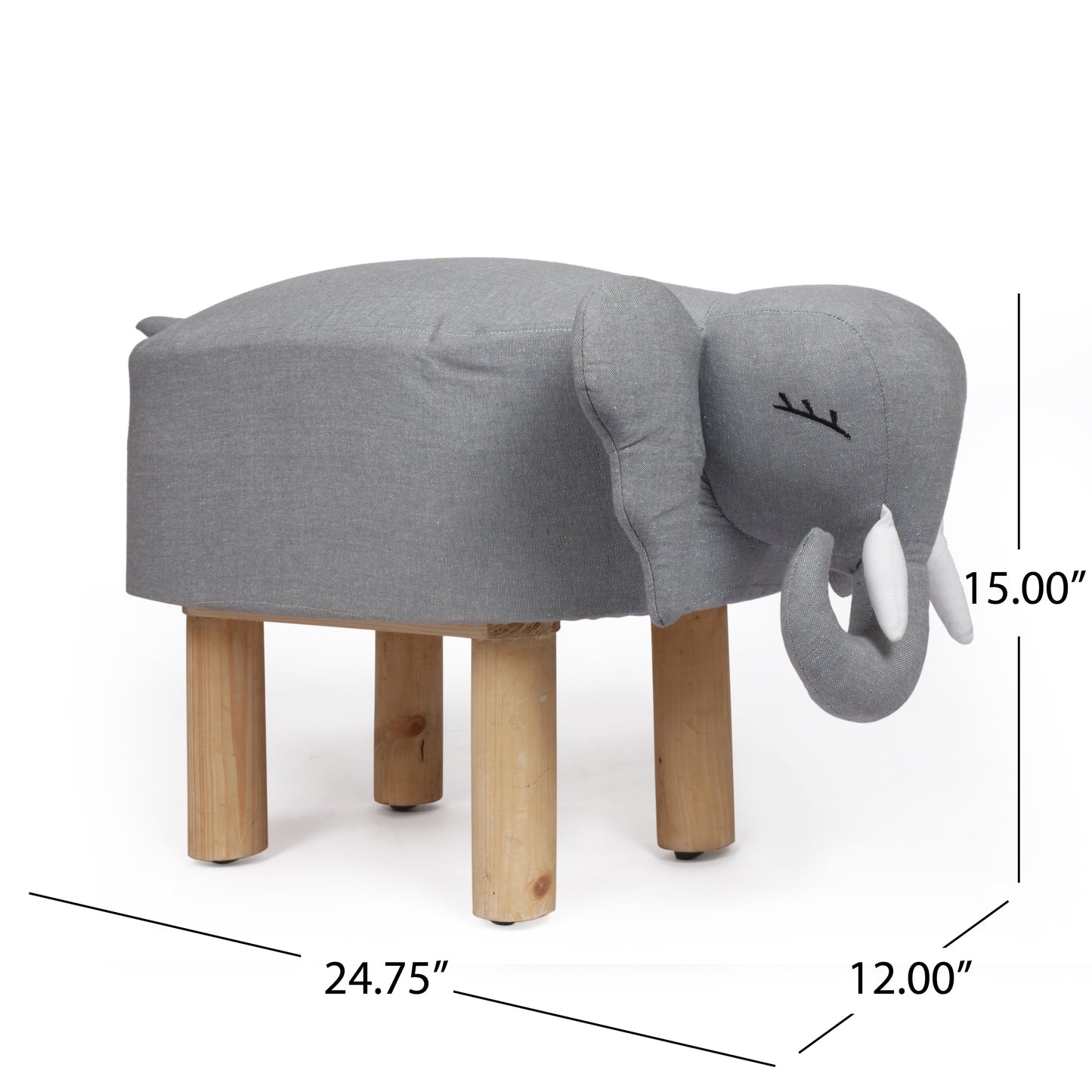 Yossef Contemporary Fabric Upholstered Elephant Ottoman