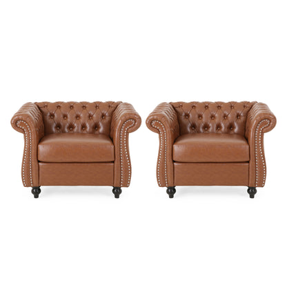 Madelena Traditional Chesterfield Club Chairs (Set of 2)