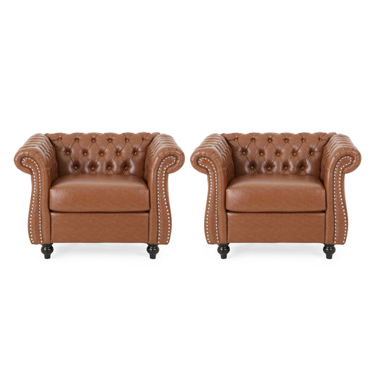 Madelena Traditional Chesterfield Club Chairs (Set of 2)