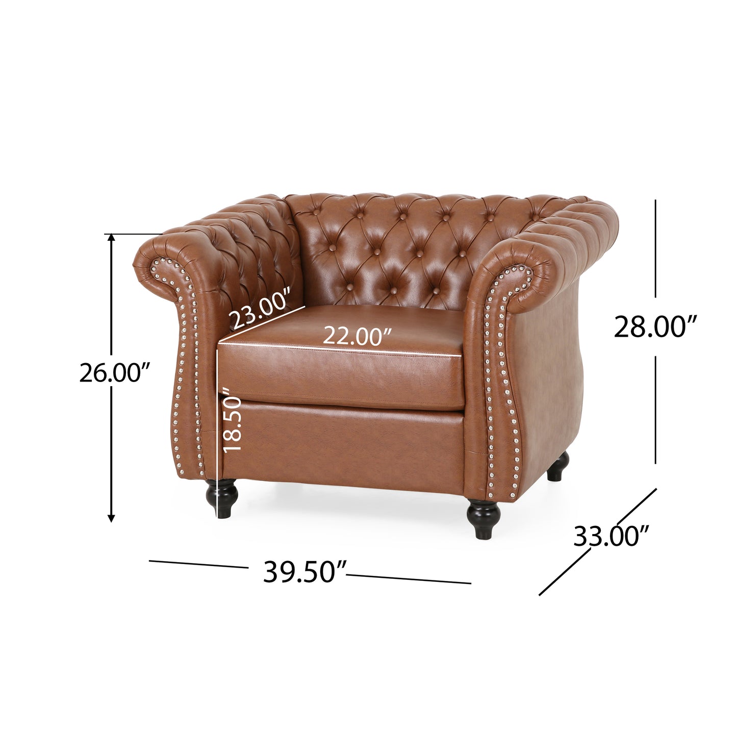 Madelena Traditional Chesterfield Loveseat and Club Chair Set