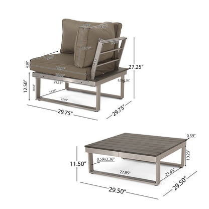 Johana Outdoor Aluminum V-Shaped 5 Seater Sofa Set with Cushions