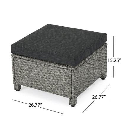 Venice Outdoor Wicker Ottoman with Cushion, Set of 2