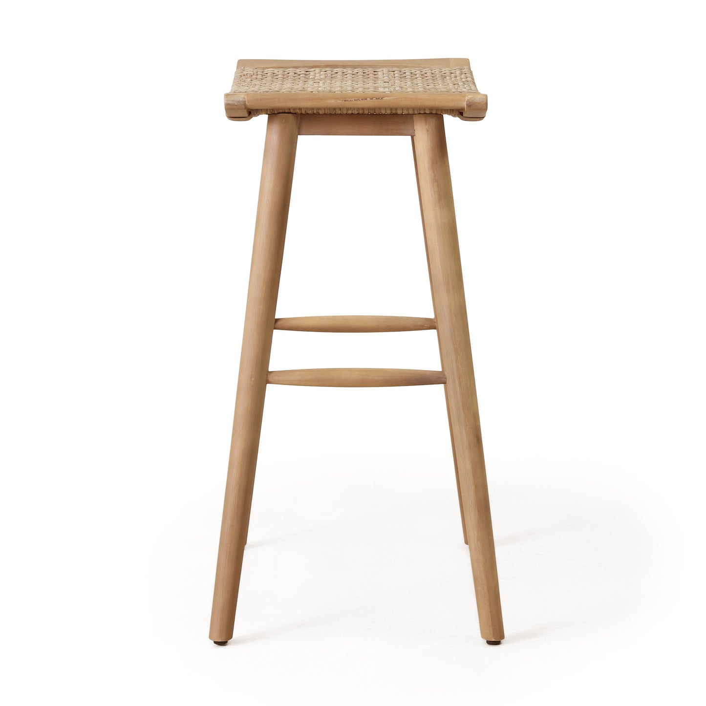 Dade Pulaski Outdoor Acacia Wood Barstool with Wicker, Set of 2