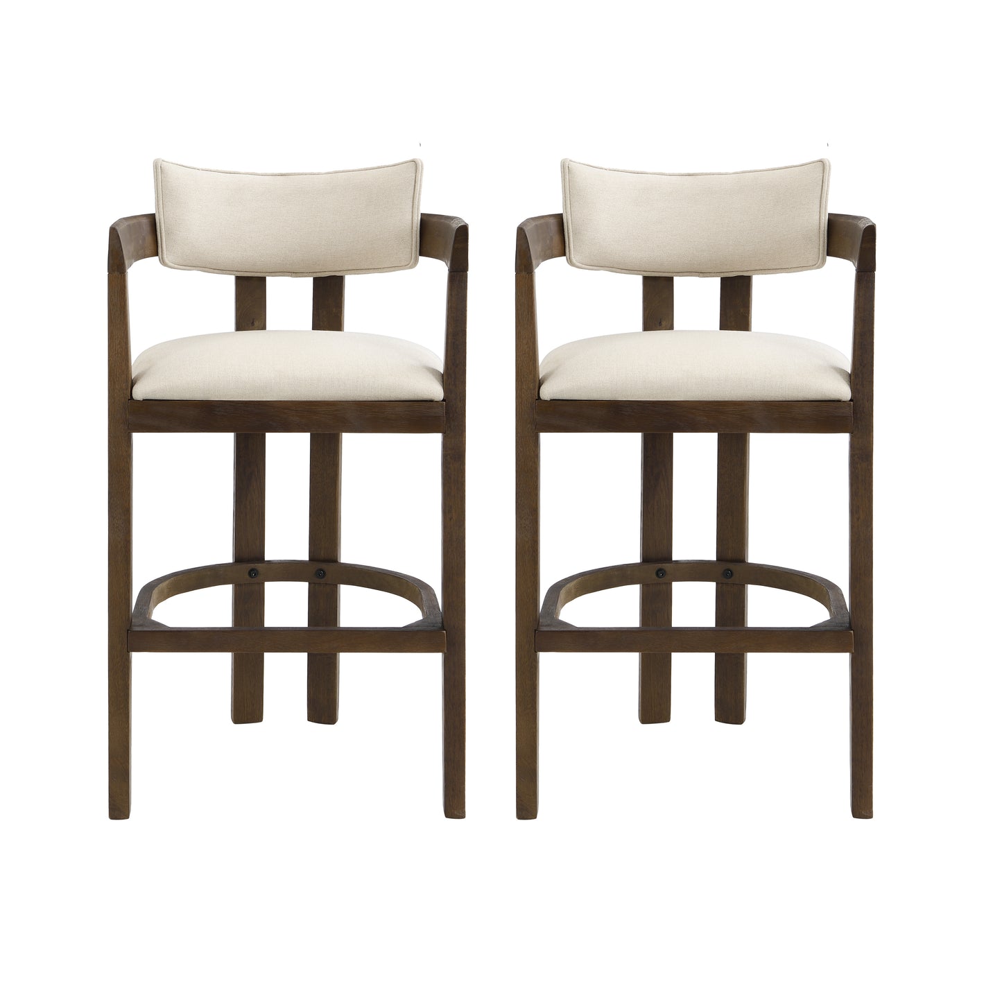 Thorn 30" Wooden Frame and Upholstered barstool with arm and back,Set of 2