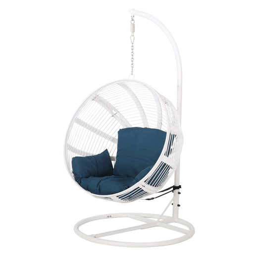 Ansonia Outdoor Rope Weave Hanging Chair with Stand