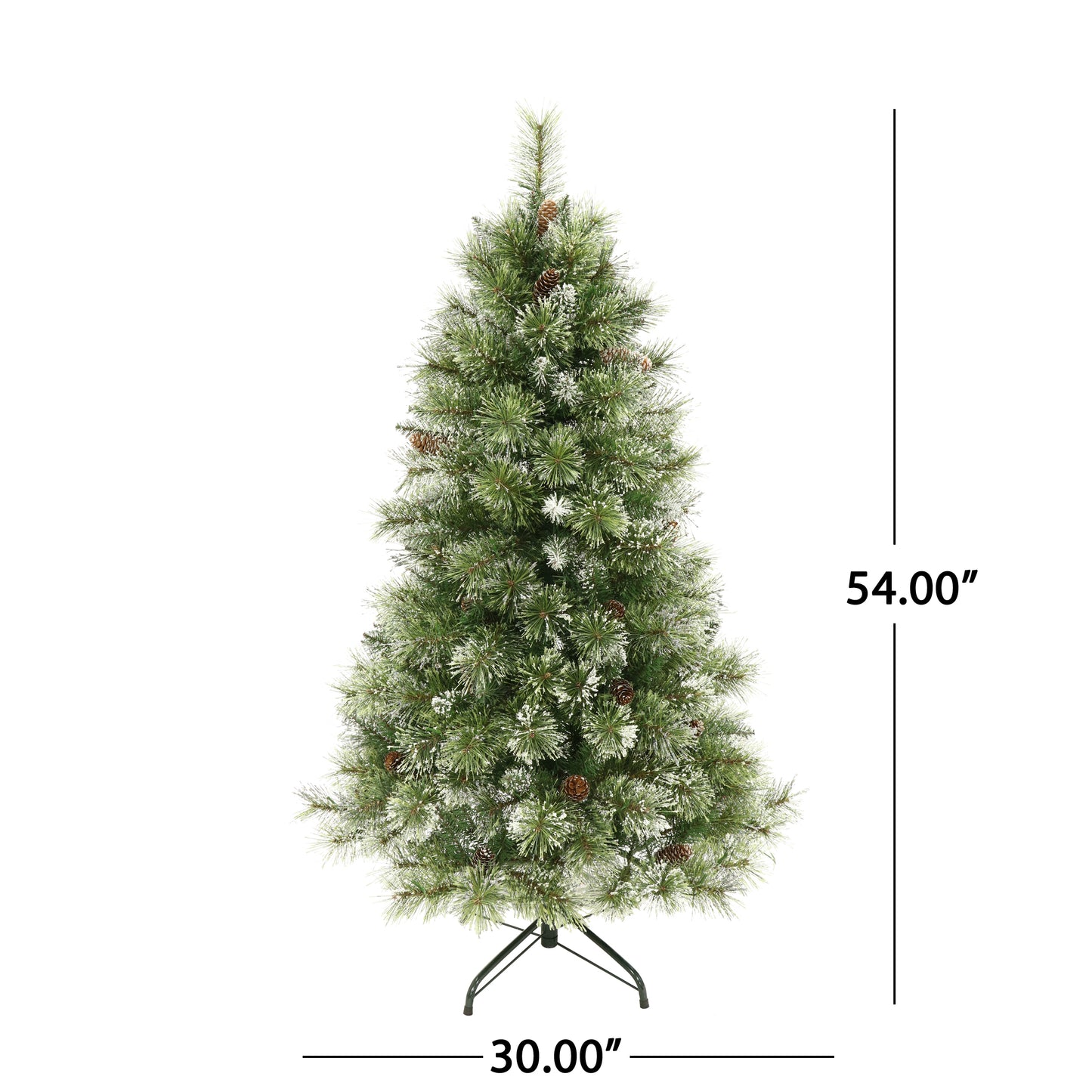 4.5-foot Cashmere Pine and Mixed Needles Pre-Lit Clear LED Hinged Artificial Christmas Tree with Snow and Glitter Branches and Frosted Pinecones