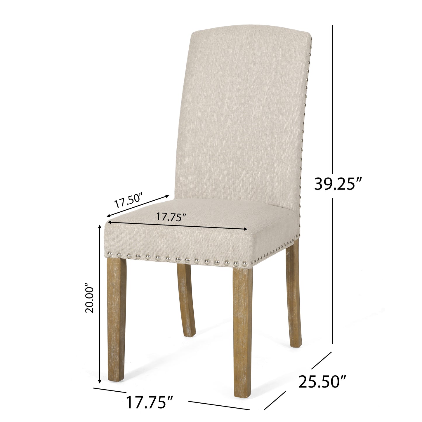 Depue Contemporary Fabric Dining Chair with Nailhead Trim, Set of 2