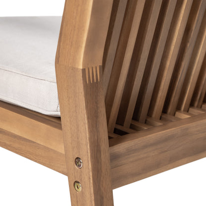 Junosila 5-Piece Acacia Wood Outdoor Dining Set - 70.75" Table & 4 Chairs with Cushions